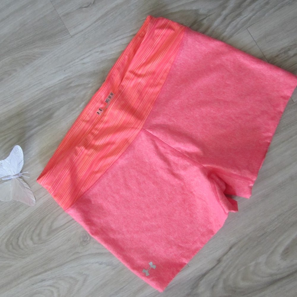 Under Armour Heat Gear Fitted Hot Orange Nylon Fabric Shorts - SzM